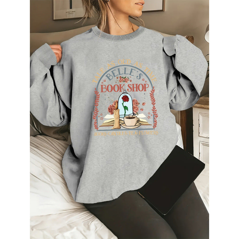 Damen Sweatshirt Buchladen-Motiv Norvielle