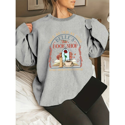 Damen Sweatshirt Buchladen-Motiv Norvielle