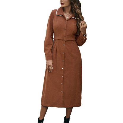Damen Hemdblusenkleid Taillengürtel Seitenschlitz Norvielle