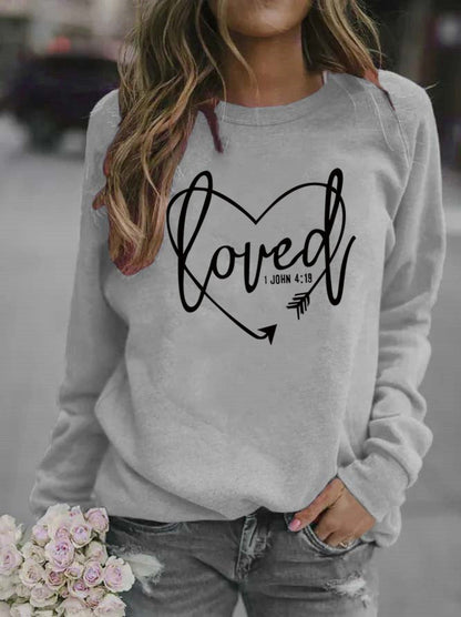 Damen Sweatshirt Herz-Aufdruck Inspirierend Grau