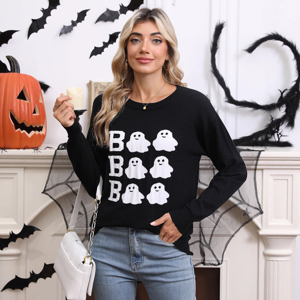 Damen Halloween Pullover Geistermotiv Weit - Norvielle