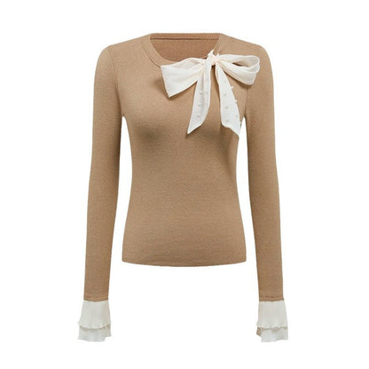 Damen Oberteil mit Schleifen-Applikation Elegantes Design Norvielle