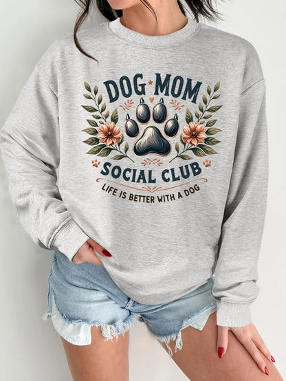 Damen Sweatshirt Hundemotiv Aufdruck Norvielle
