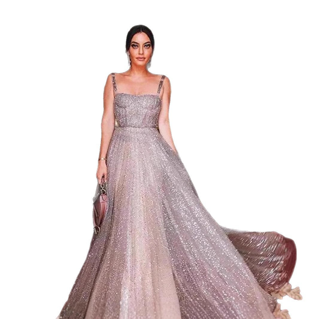 Damen Glitzerndes A-Linien Kleid mit Spaghettiträgern