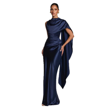 Damen Maxikleid Asymmetrisch Satin