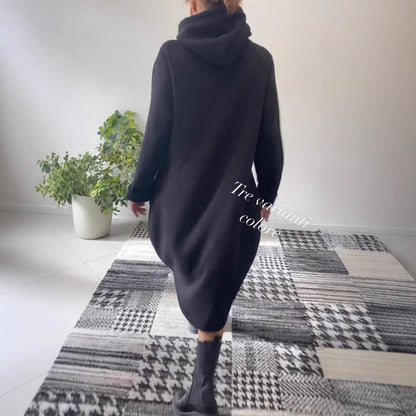 Damen Oversize Kapuzenkleid Glitzernd