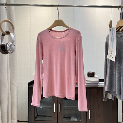 Damen Langarmshirt Weiches Jersey Ergonomisch Beige