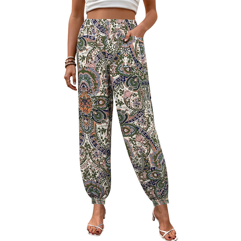 Damen Palazzo-Hose Floralmuster Elastischer Bund Norvielle