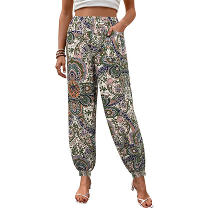 Damen Palazzo-Hose Floralmuster Elastischer Bund Norvielle