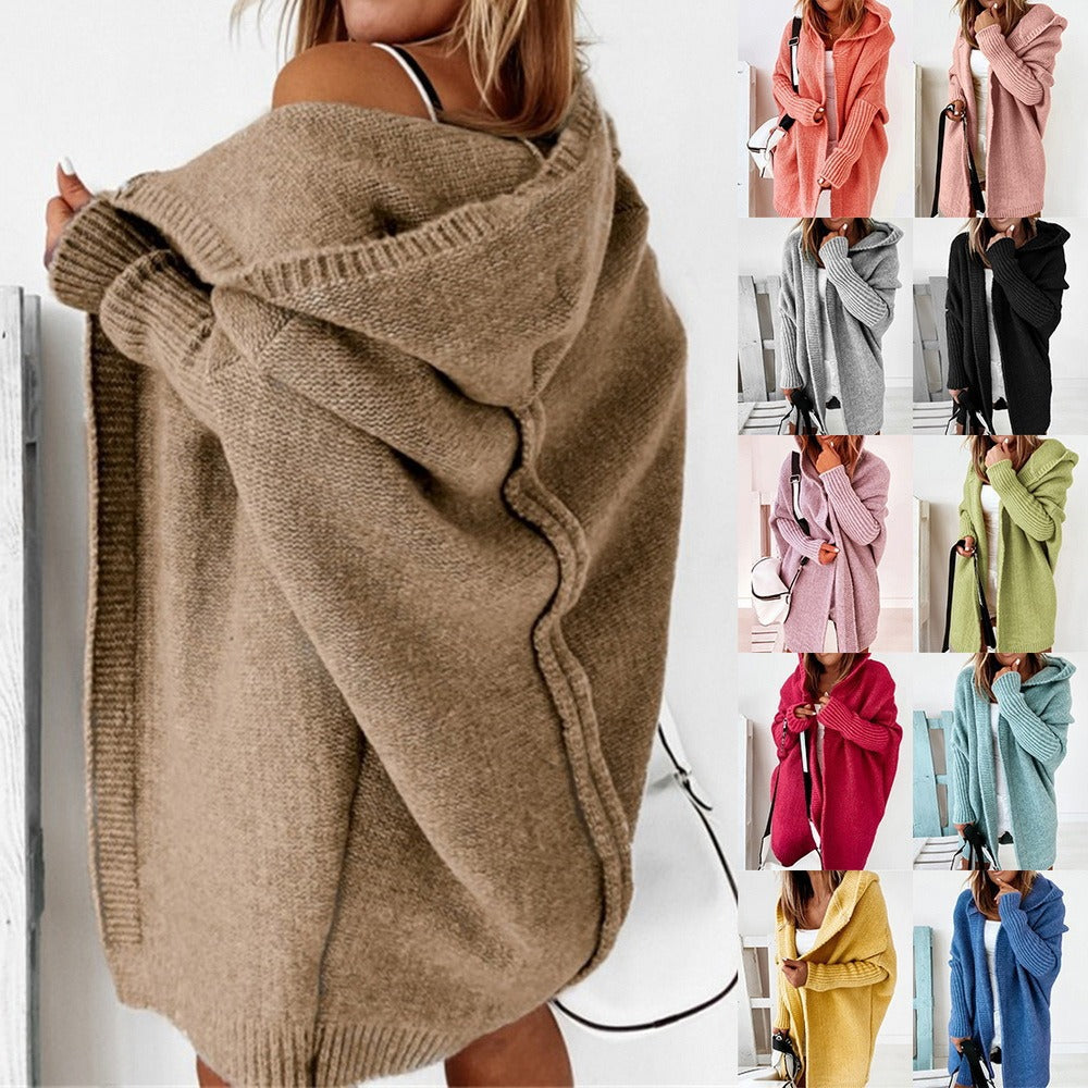 Damen Cardigan mit Kapuze Farbverlauf