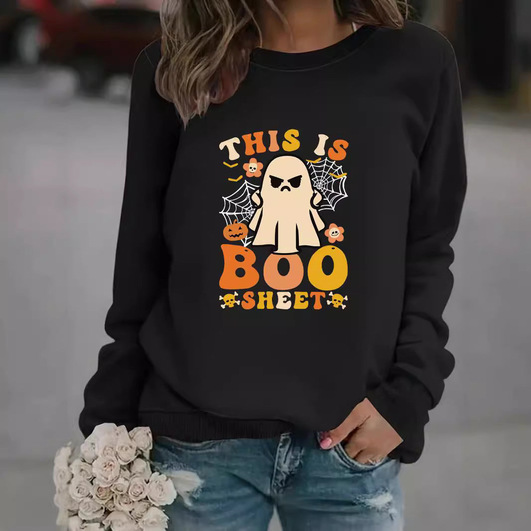Damen Sweatshirt Herbstlich Geist-Print Lässig Norvielle - Norvielle