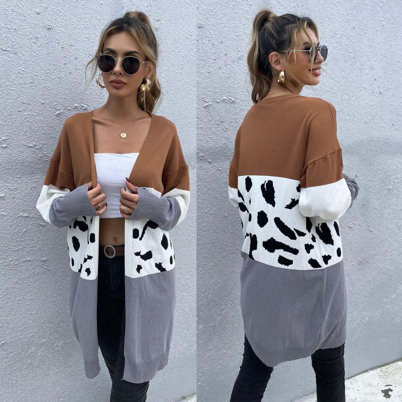 Damen Kuschelstrickjacke Blockdesign Bunt