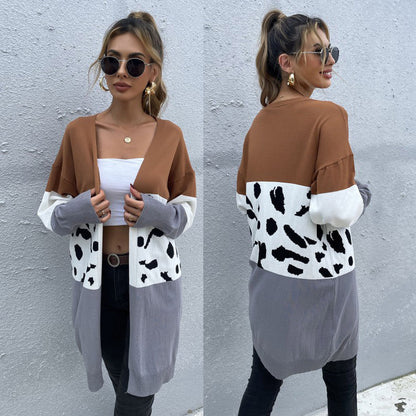 Damen Kuschelstrickjacke Blockdesign Bunt
