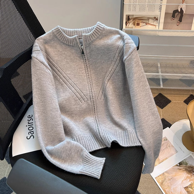 Damen Strickpullover Sportlich Dekorativer Reißverschluss Norvielle - Norvielle