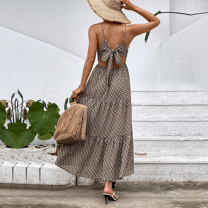 Damen Maxikleid Spaghettiträger Rüschendetails Norvielle