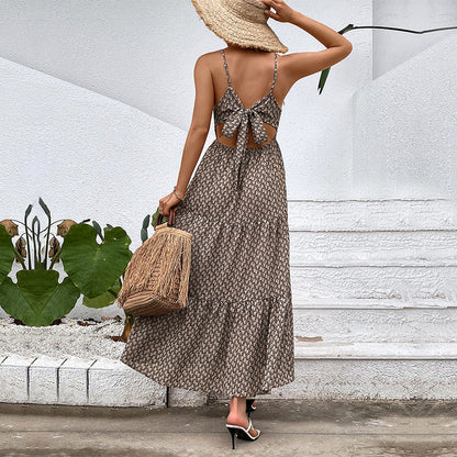 Damen Maxikleid Spaghettiträger Rüschendetails Norvielle