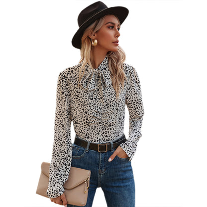 Damen Bluse Leopardenmuster Rüschendetails Elegante Bluse