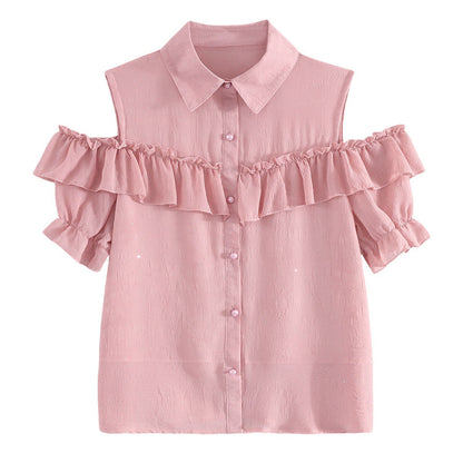Damen Off-Shoulder Bluse Rüschendetails Norvielle