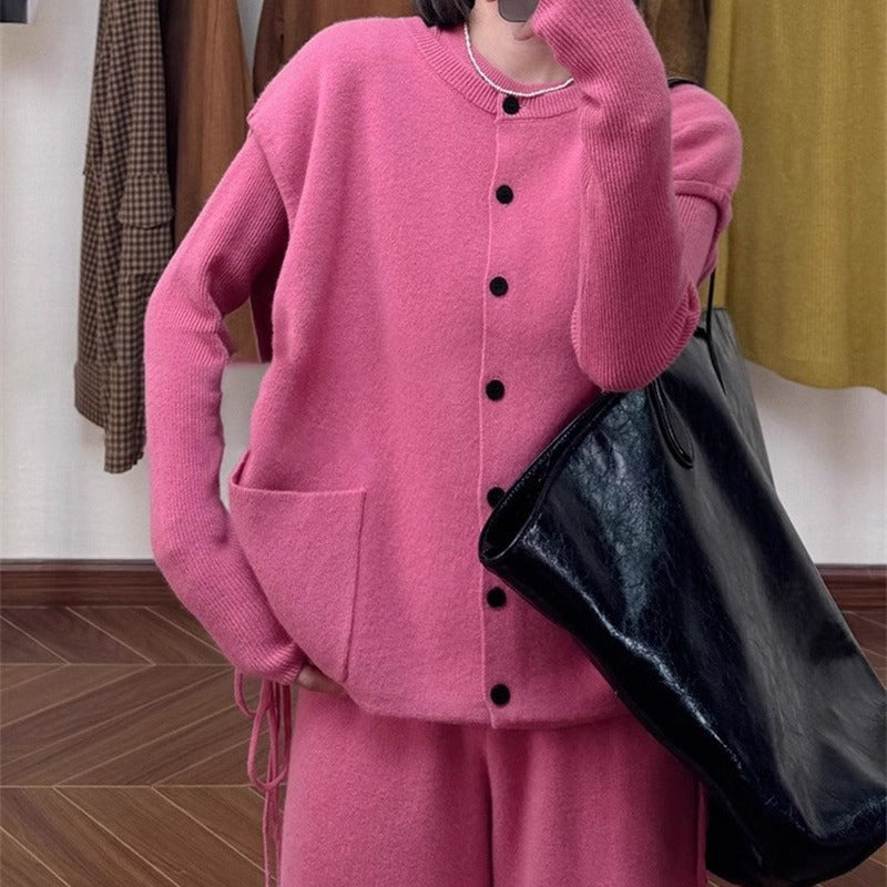 Damen Strickblazer mit Knopfverschluss und Taschen Norvielle - Norvielle