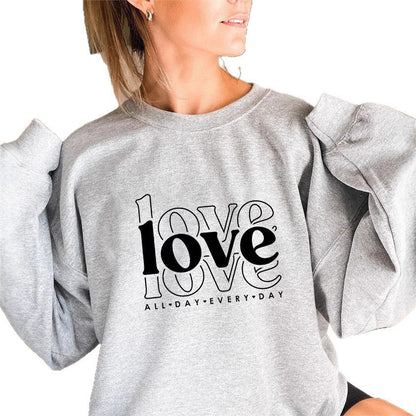 Damen Sweatshirt Voluminöse Ärmel Moderner Love-Print Norvielle