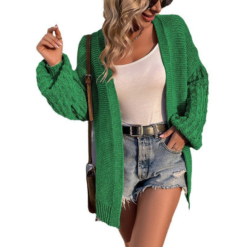 Damen Grobstrickcardigan V-Ausschnitt Schlitzen Norvielle