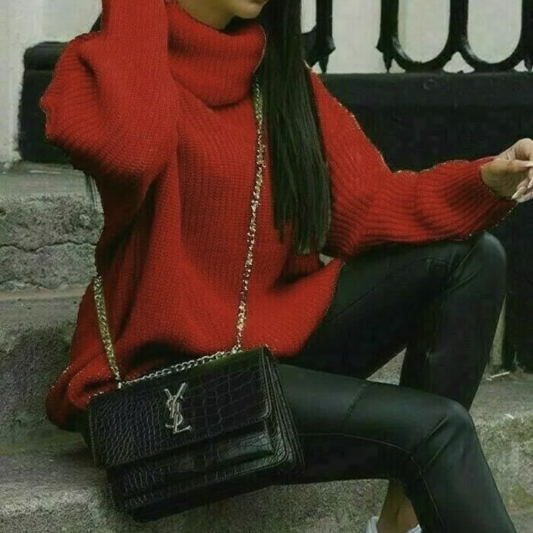 Damen Strickpullover Rollkragen Hochgeschlossen Norvielle