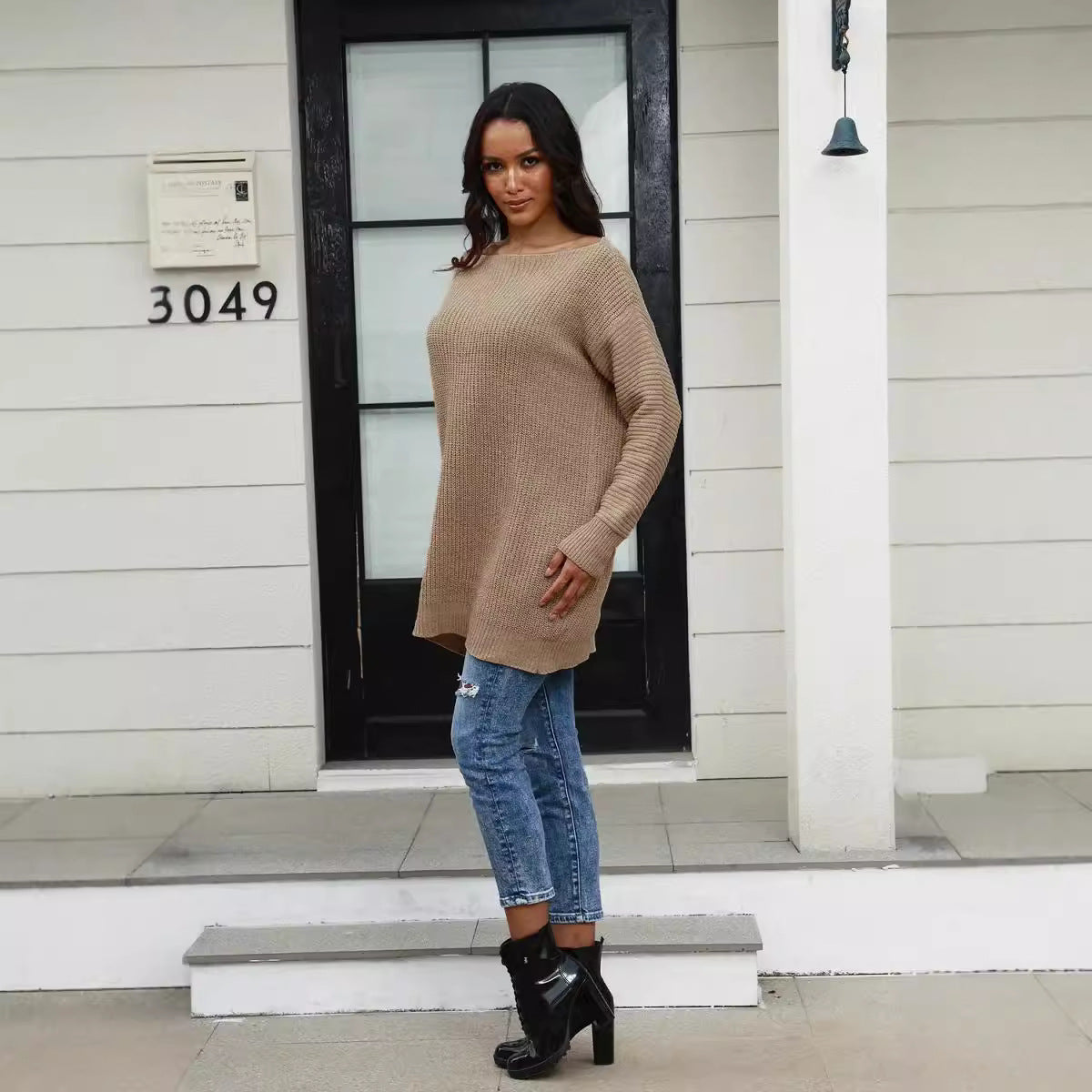 Damen Strickpullover Weit Schnitt Strukturiert Norvielle