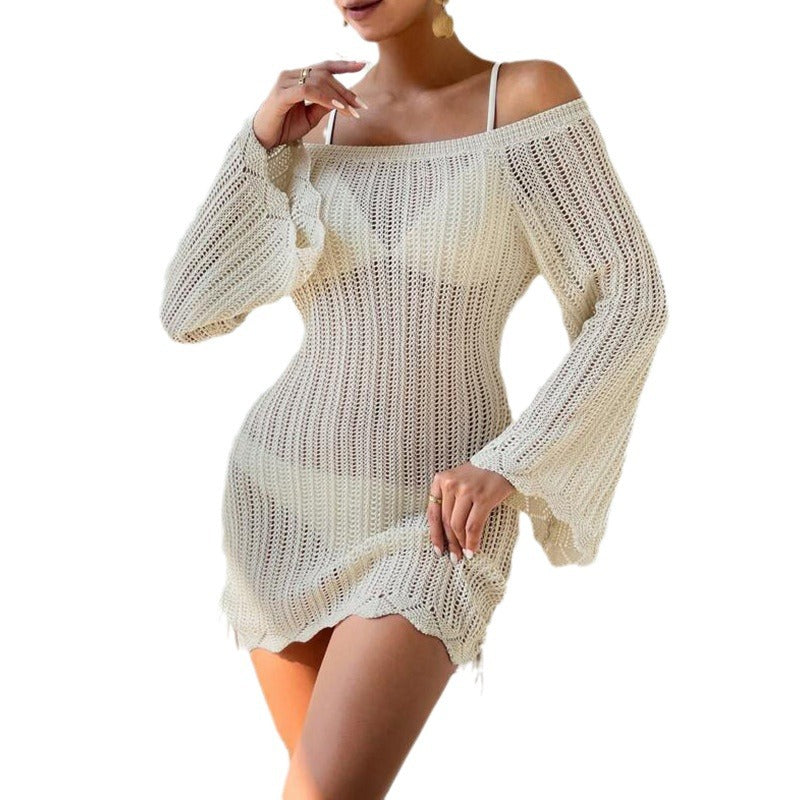 Damen Strickkleid Weite Ärmel Norvielle