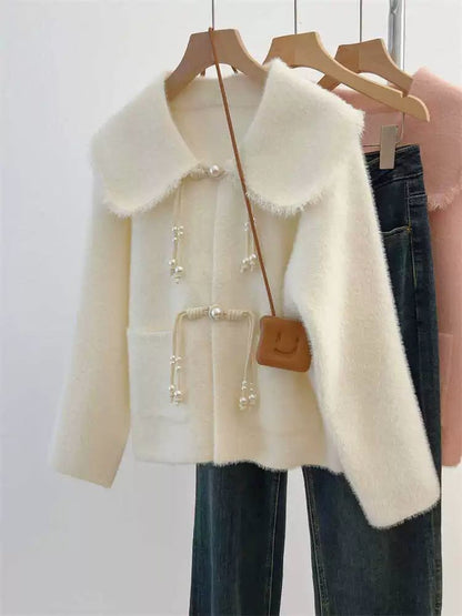 Damen Strickjacke Perlendetails Norvielle