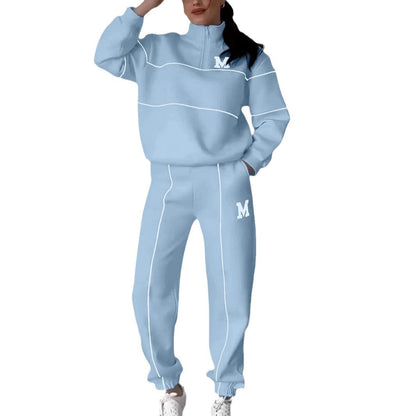 Damen Sportliches Loungewear-Set Elastisch Mit Halbreissverschluss