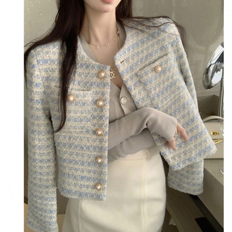 Damen Tweedjacke mit Perlenknöpfen Elegantes Design - Norvielle