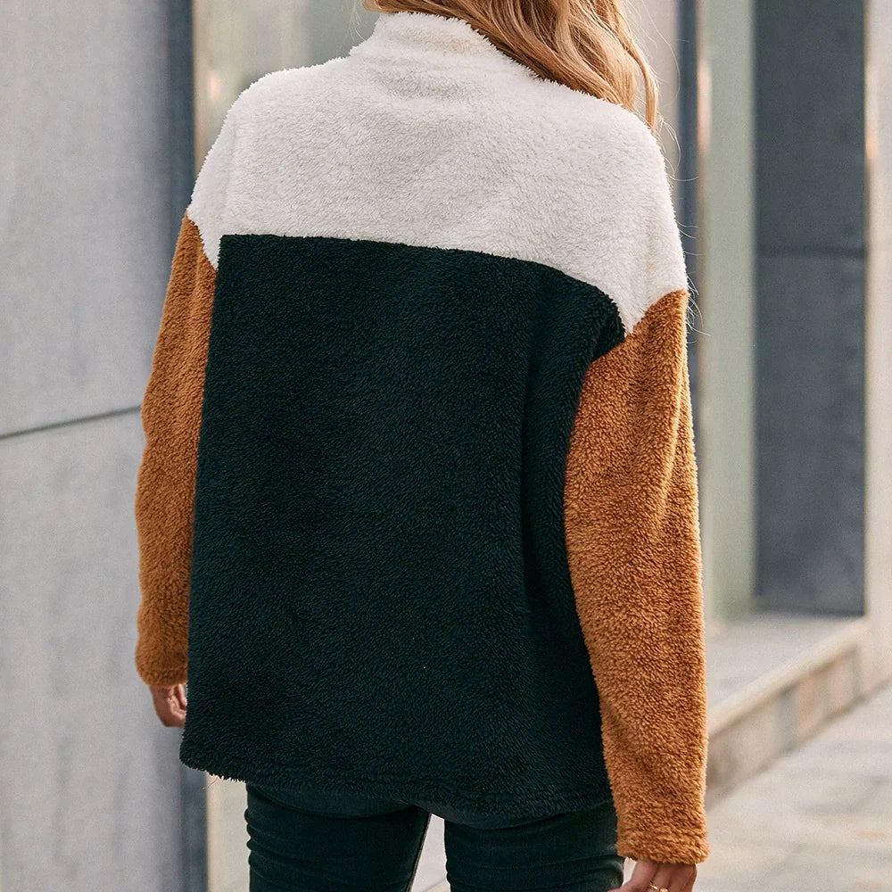 Norvielle Damen Sweatshirt Oversized Fleece Grau - Norvielle
