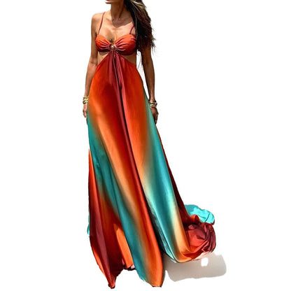 Damen Maxikleid Cut-Out-Design Farbverlauf Norvielle