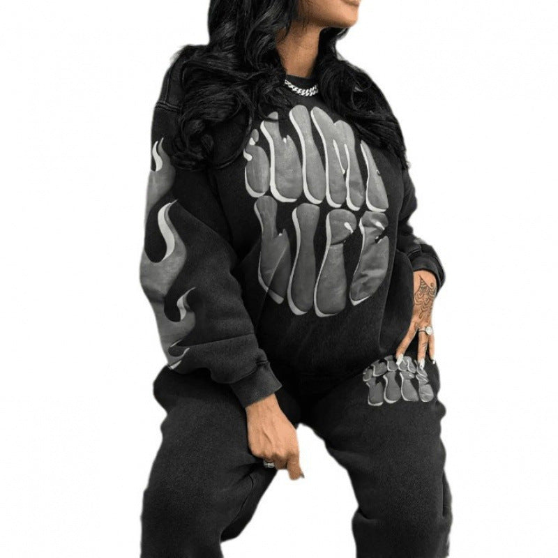 Damen Sweatanzug Sportlich Grafikdesign Norvielle
