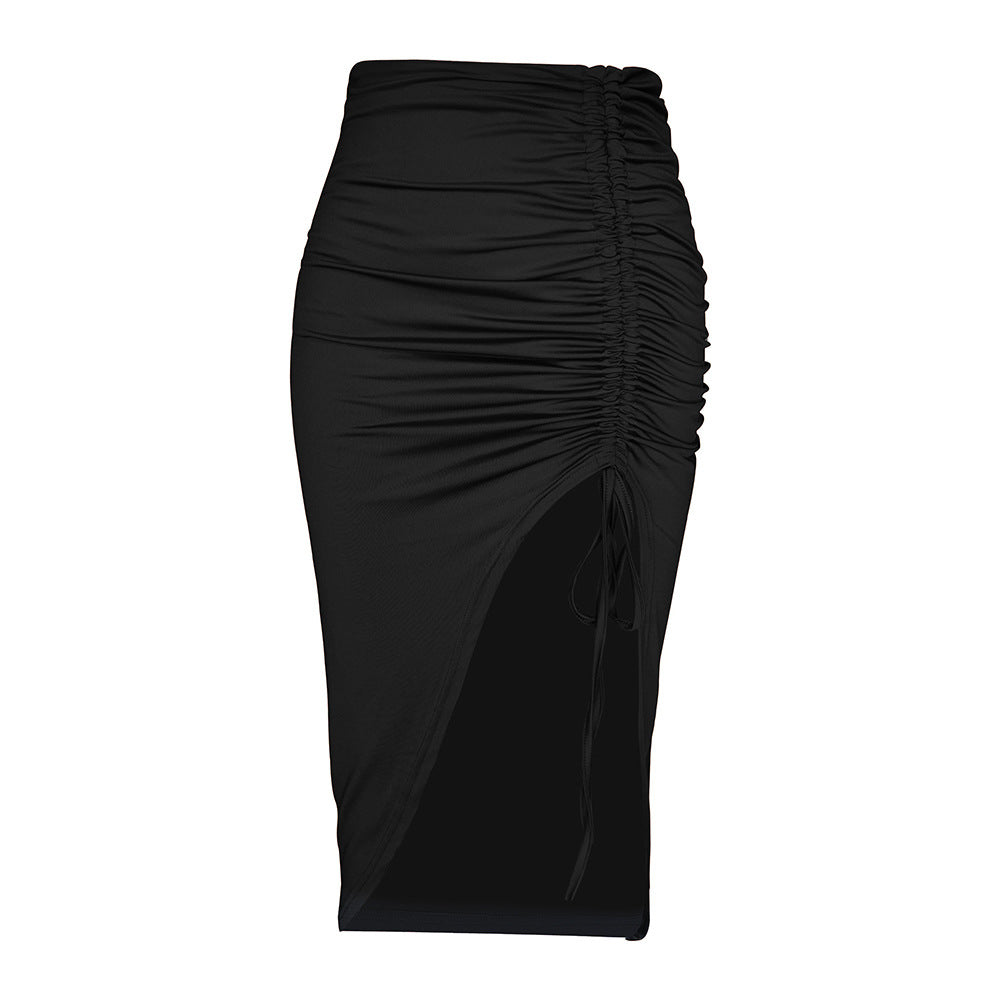 Damen Maxirock Rüschen Details Hoch Schlitz Norvielle