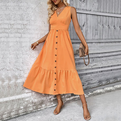 Damen Wickelkleid Midi Knöpfe Volant Elegantes Design - Norvielle