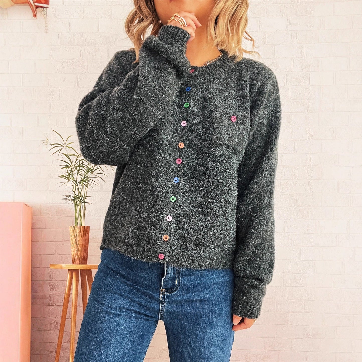 Damen Strickjacke Kuschelig Bunt Norvielle