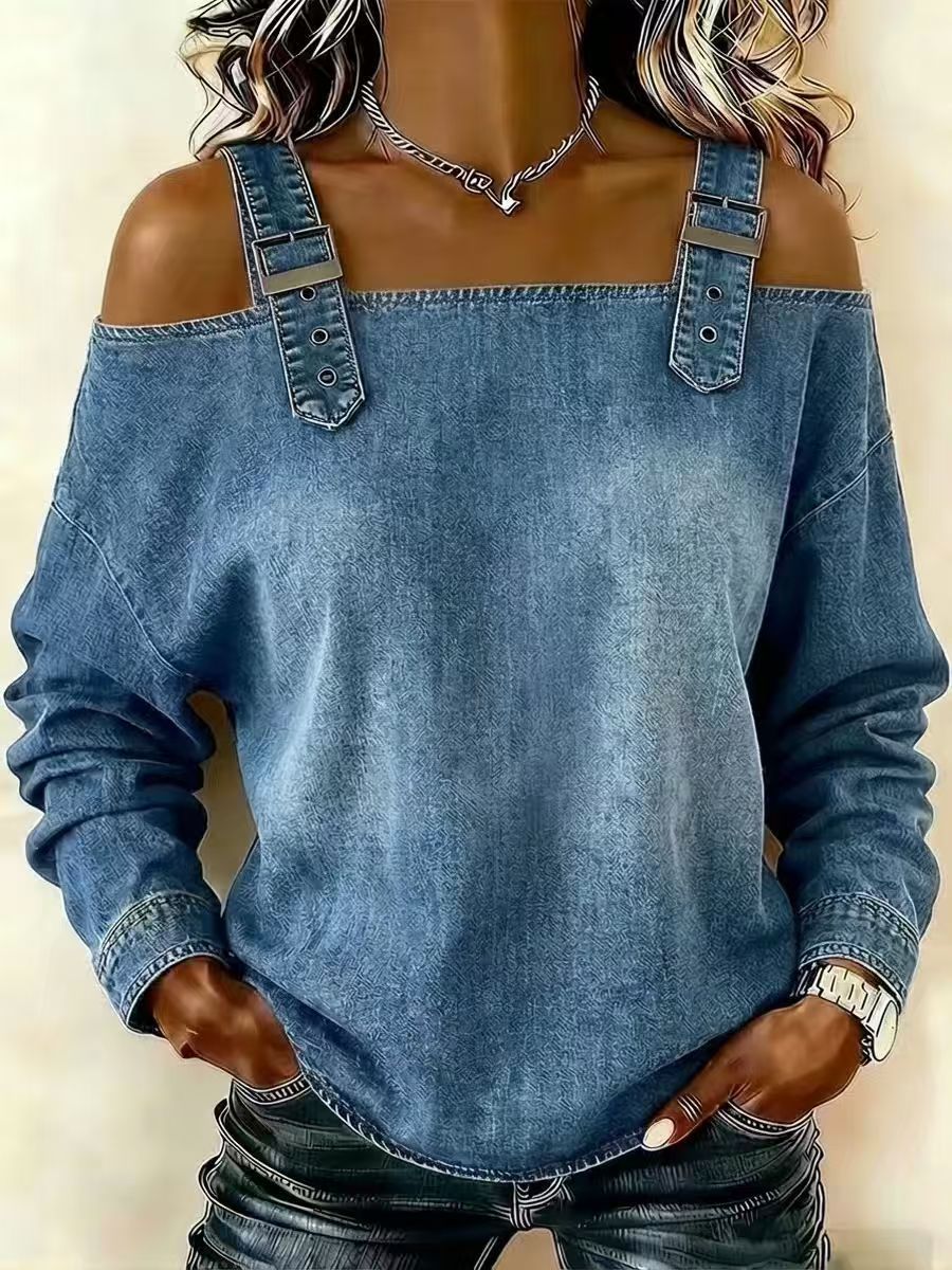 Damen Sweatshirt Dekorative Schulterdetails Norvielle