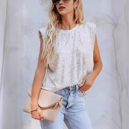 Damen Rundhalsbluse Glitzernd Norvielle