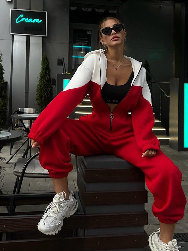 Damen Sport-Jogginganzug Farbige Einsätze Norvielle