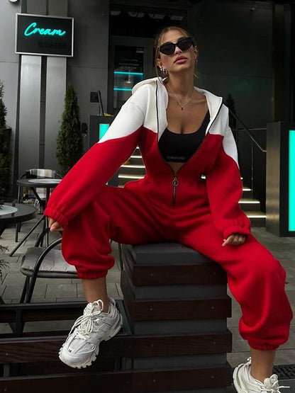 Damen Sport-Jogginganzug Farbige Einsätze Norvielle