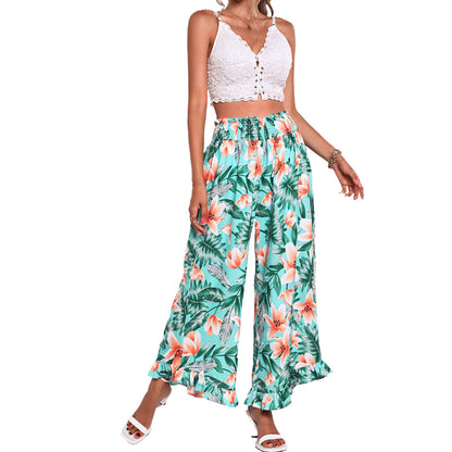 Damen Strandhose Floralmuster Elastischer Bund Norvielle