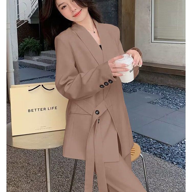 Damen Blazer Asymmetrisch Mit Taillengürtel