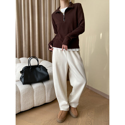 Damen Langärmelige Quarter-Zip Sweatjacke Elastisch