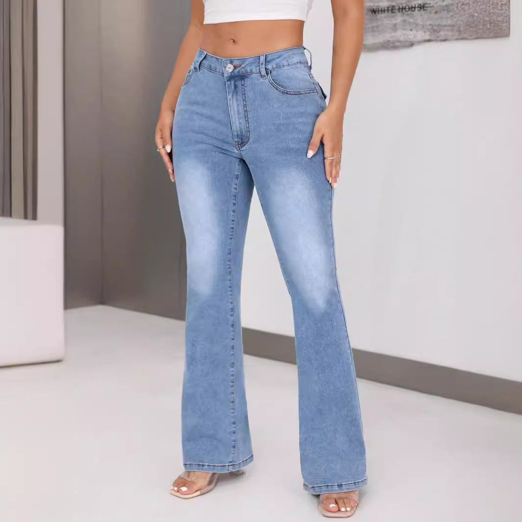Damen Bootcut Jeans Hochbund Ausgefallenes Design Norvielle