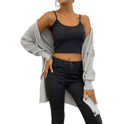 Damen Strickjacke Modernes Design Durchgehende Knopfleiste Norvielle
