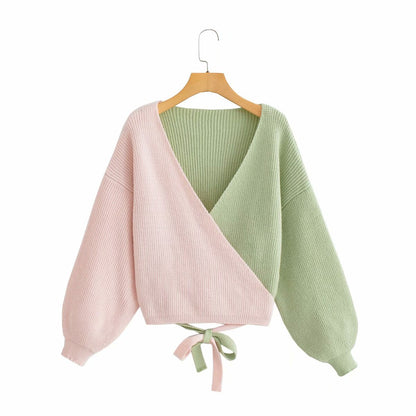 Damen Pullover V-Ausschnitt Strukturierter Look Ärmel Norvielle