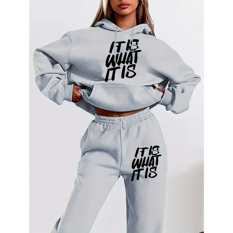 Damen Sweatshirt Jogginghose Set Baumwolle Norvielle