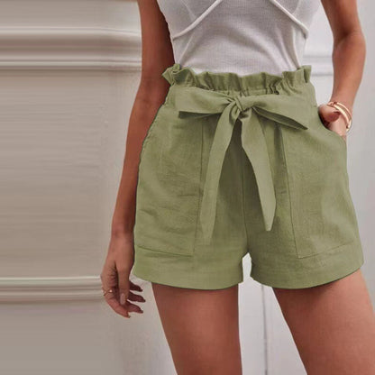 Norvielle Damen Shorts Einfarbig Baumwolle