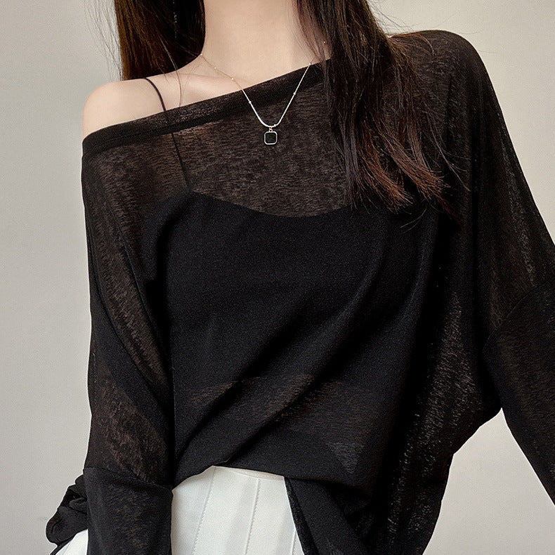 Damen Langarmshirt Feine Struktur Details Norvielle